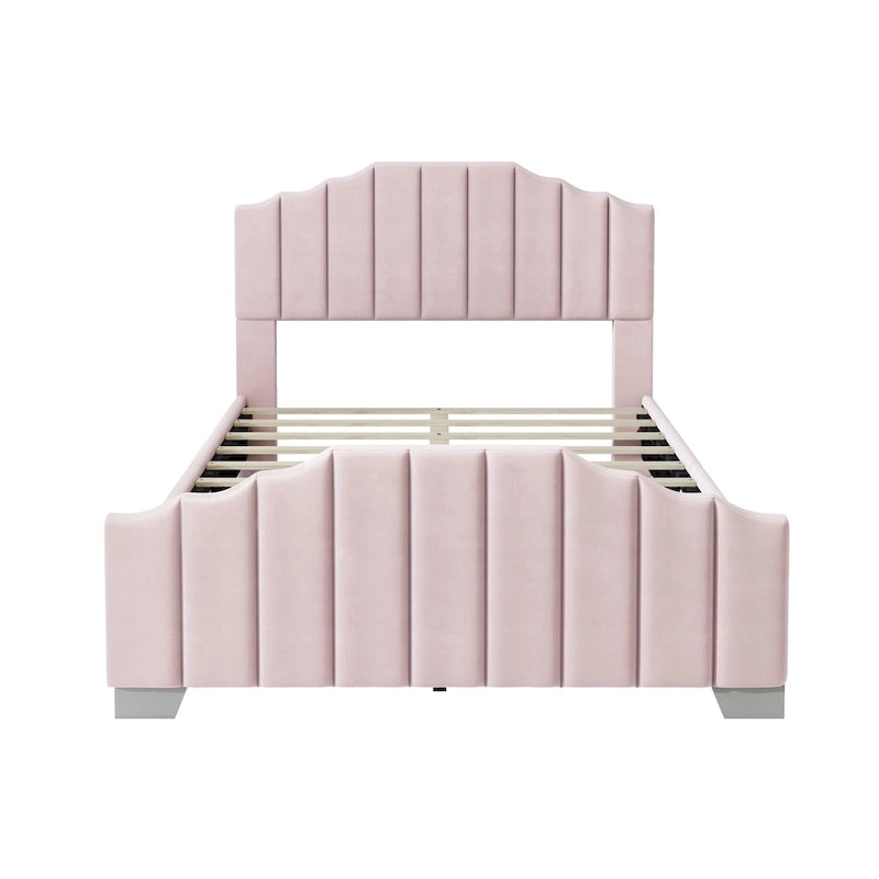 Full Velvet Upholstered Bed with Channel Tufted Headboard