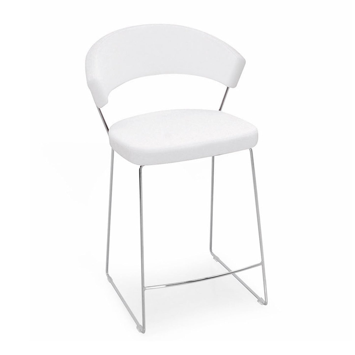 Calligaris New York - Stool In Leather & P77 Chromed Frame