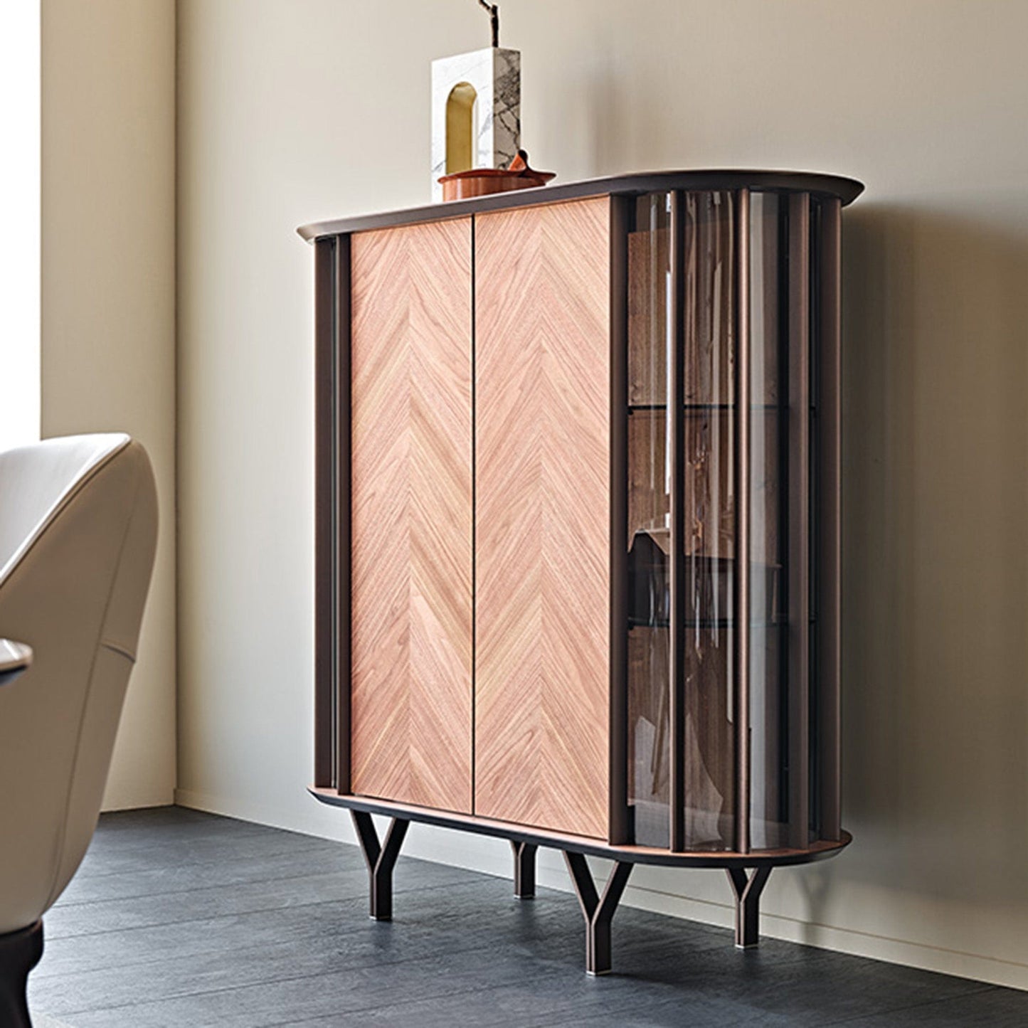 Cattelan Italia Costes - Highboard With Metal Inserts and Wooden Frame