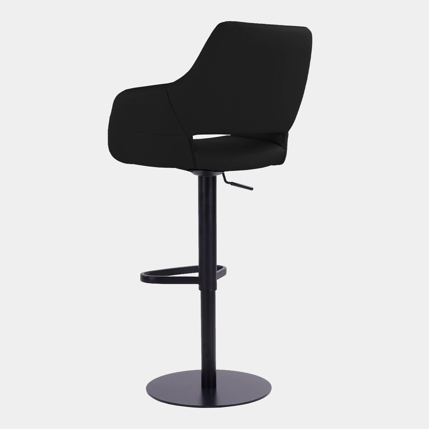 Adana - Swivel Bar Stool In Black PU With Black Metal Base