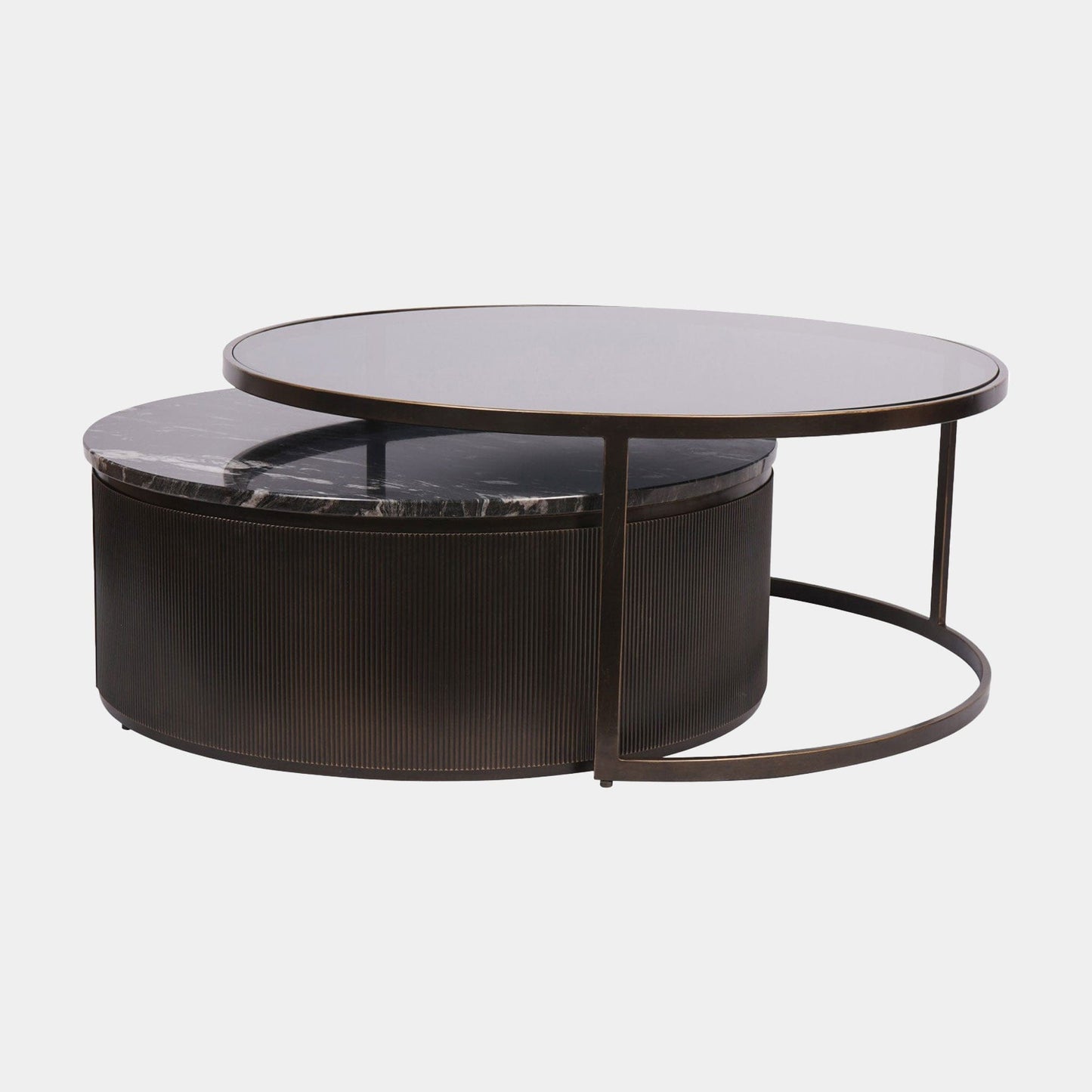 Grove - Round Nesting Coffee Tables, Glass & Marble