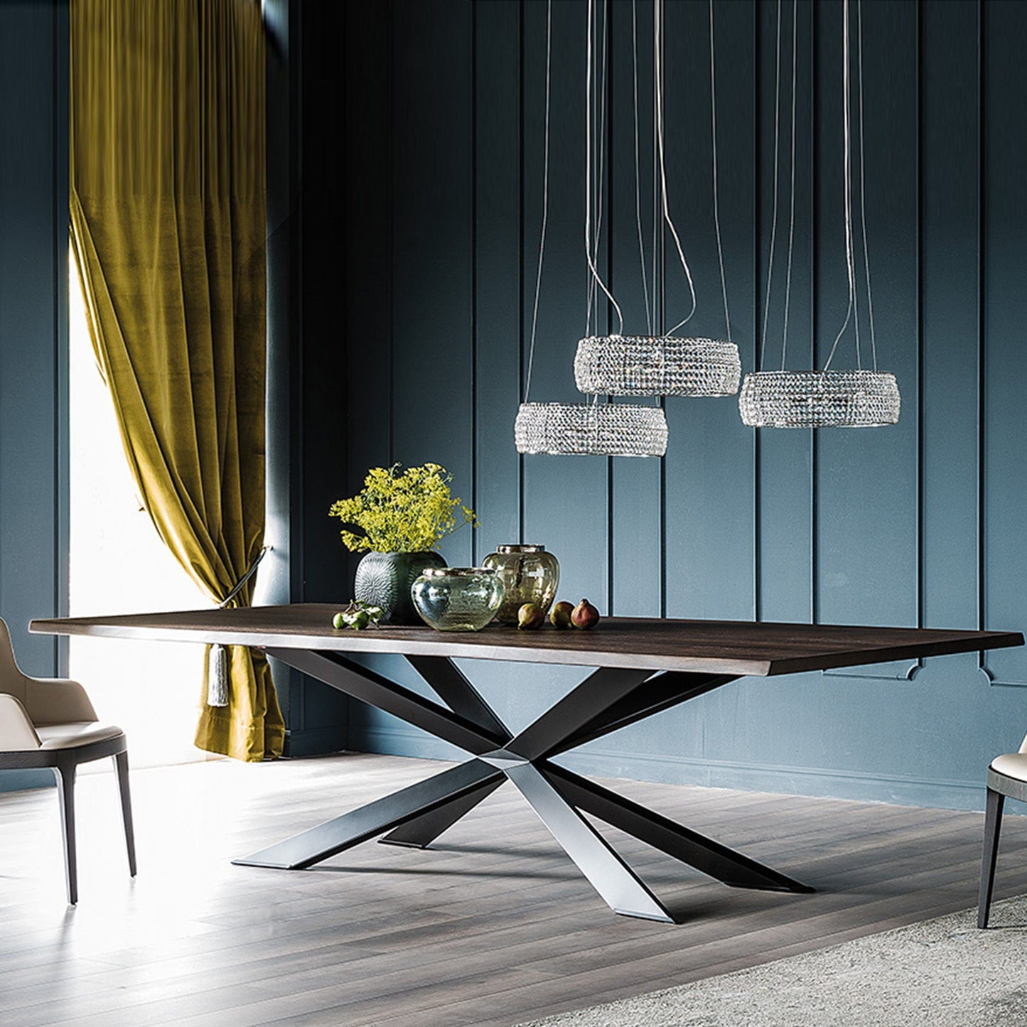 Cattelan Italia - Spyder Dining Table Walnut Canaletto Wood Top