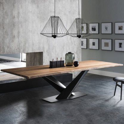 Cattelan Italia - Stratos Dining Table Canaletto Walnut Top