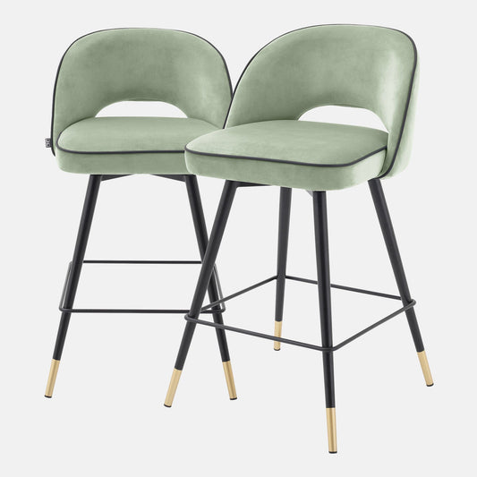 Eichholtz Cliff - Swivel Set Of 2 Counter Stools In Fabric