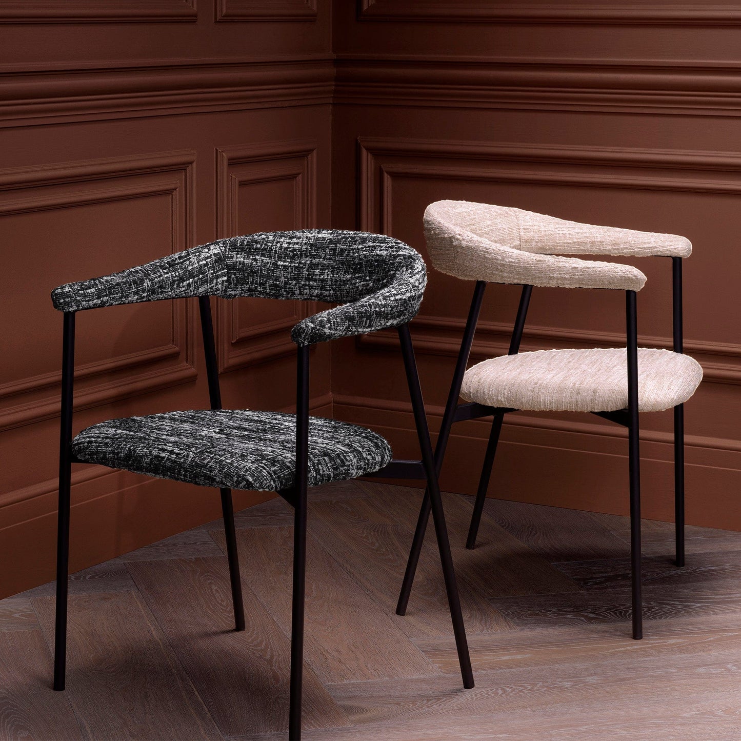 Eichholtz Julio - Set Of 2 Dining Chairs In Boucle Fabric