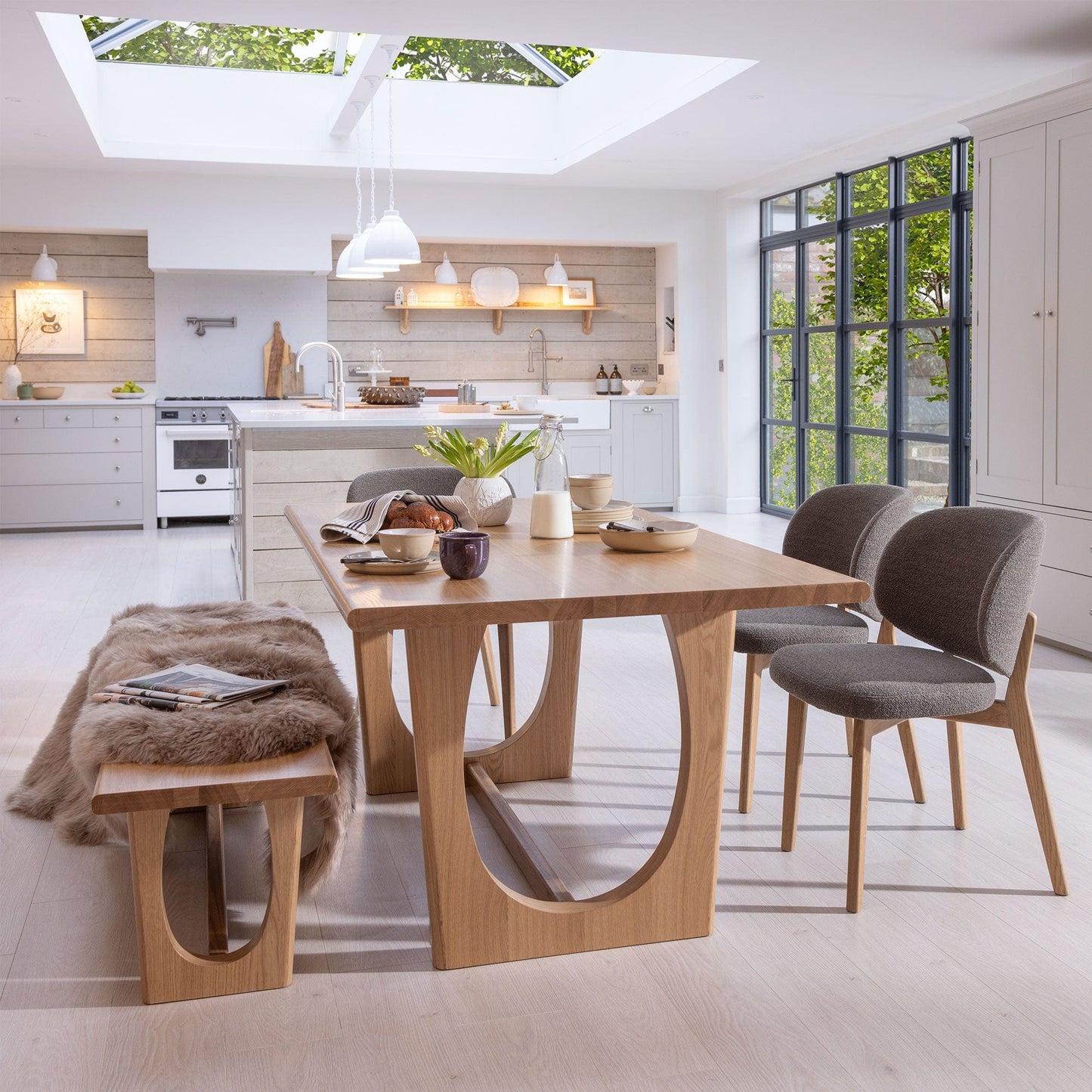 Enya - Dining Bench, Natural Oak Finish