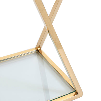 Auric - End Table, Glass & Gold Frame