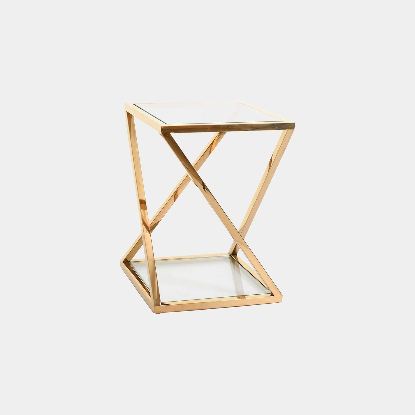 Auric - End Table, Glass & Gold Frame