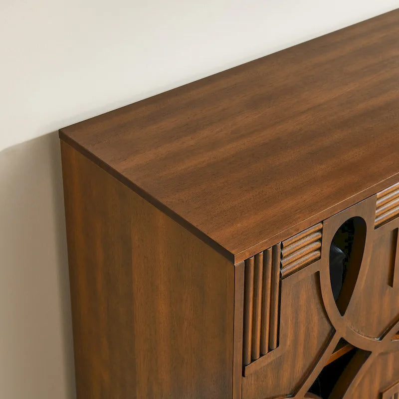 Mid Century Modern Sideboard Buffet Cabinet with Storage, Storage Cabinet with 4 Doors & Adjustable Shelves