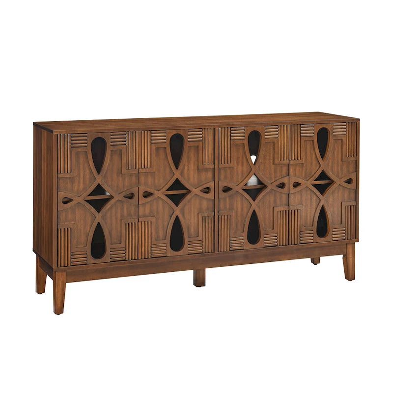 Mid Century Modern Sideboard Buffet Cabinet with Storage, Storage Cabinet with 4 Doors & Adjustable Shelves