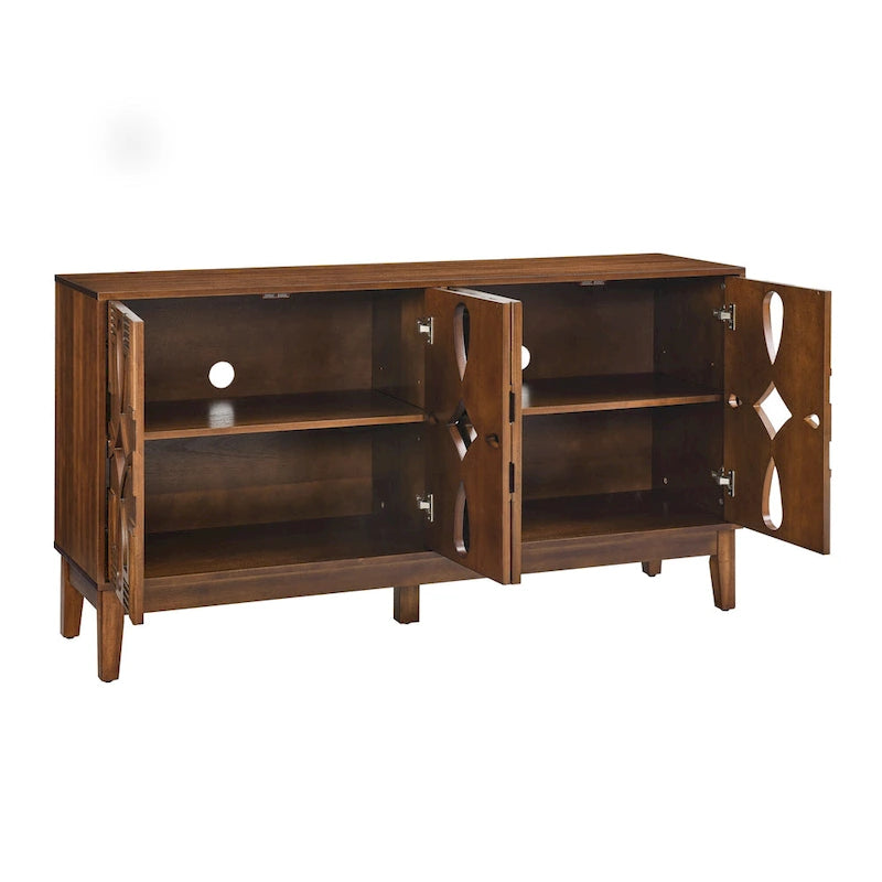 Mid Century Modern Sideboard Buffet Cabinet with Storage, Storage Cabinet with 4 Doors & Adjustable Shelves