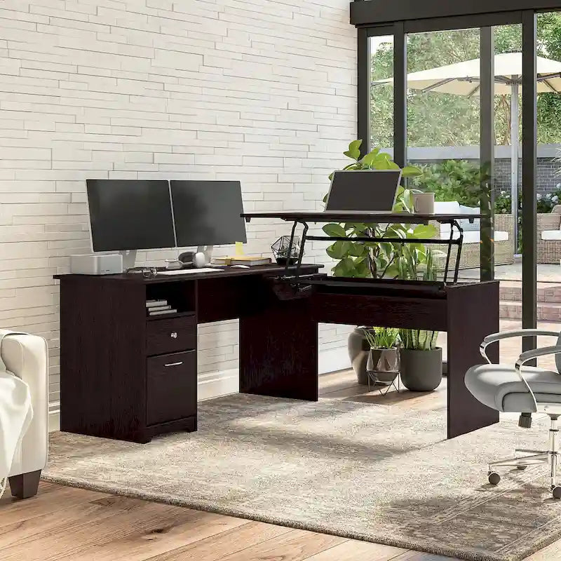 60W 3-position L-shaped Sit to Stand Desk by Bush Furniture