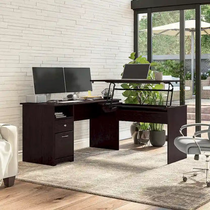 60W 3-position L-shaped Sit to Stand Desk by Bush Furniture