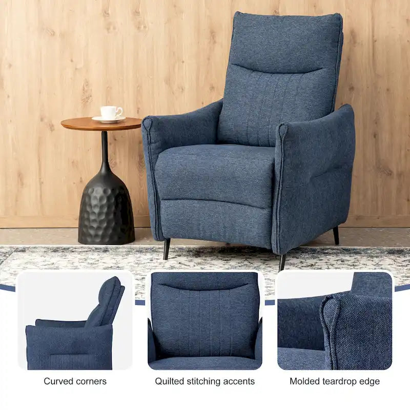 Glitzhome 41H Fabric Push Back Recliner With Ergonomic Segmented Back