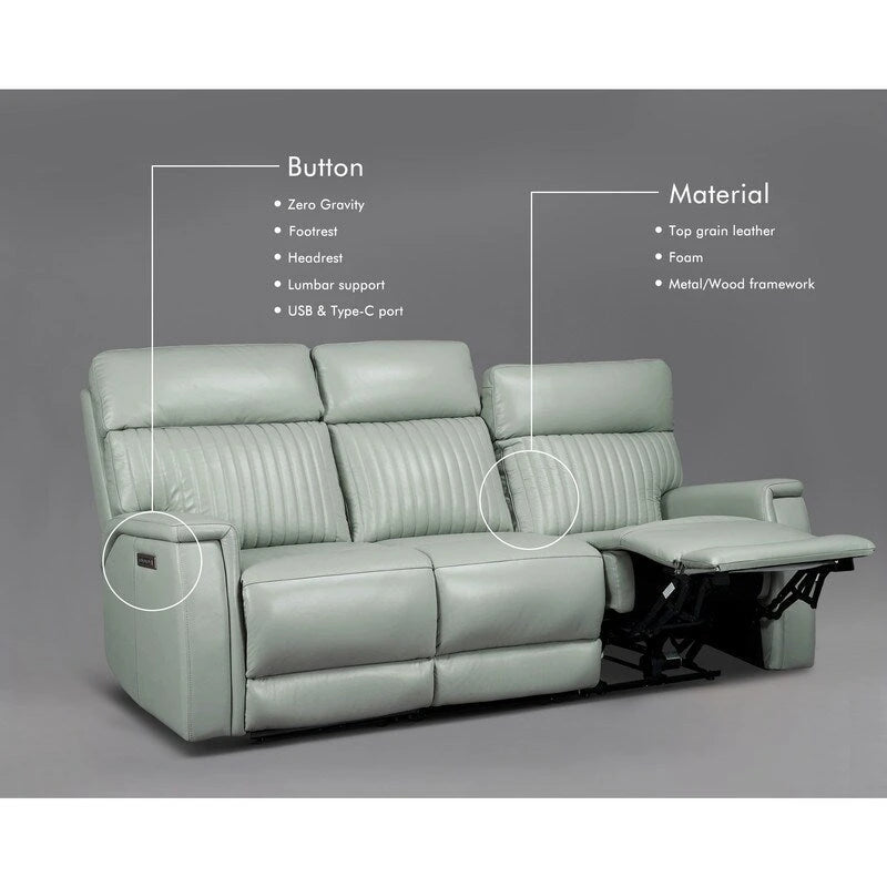 83.5 Leather Zero Gravity Power Reclining Sofa with Power Headrest and Power Lumbar,USB&USB-C Port