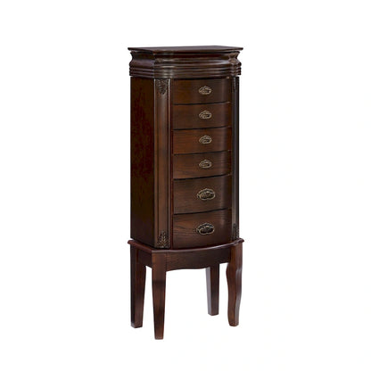 6-Drawer Wooden Jewelry Armoire - 40.25 - Espresso Brown
