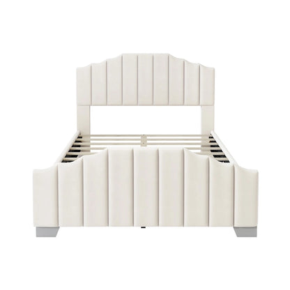 Full Velvet Upholstered Bed with Channel Tufted Headboard