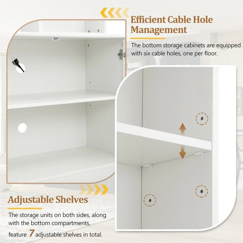 4-Piece Wall Unit Entertainment Center Set with Bookshelf , Versatile TV Stand with Adjustable Shelf, Media Console with Bridge