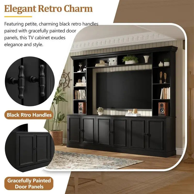 4-Piece Wall Unit Entertainment Center Set with Bookshelf , Versatile TV Stand with Adjustable Shelf, Media Console with Bridge