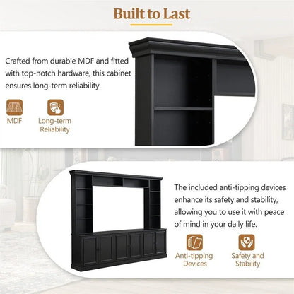 4-Piece Wall Unit Entertainment Center Set with Bookshelf , Versatile TV Stand with Adjustable Shelf, Media Console with Bridge