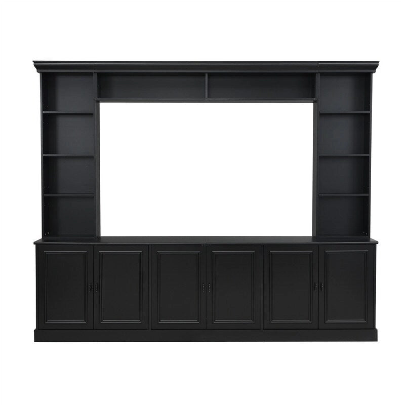 4-Piece Wall Unit Entertainment Center Set with Bookshelf , Versatile TV Stand with Adjustable Shelf, Media Console with Bridge