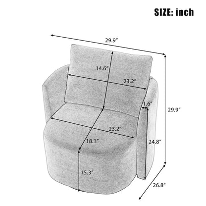 360 Swivel Chair, 29.9 Accent Barrel Armchair, Upholstered Swivel Sofa Chair with Curved Design