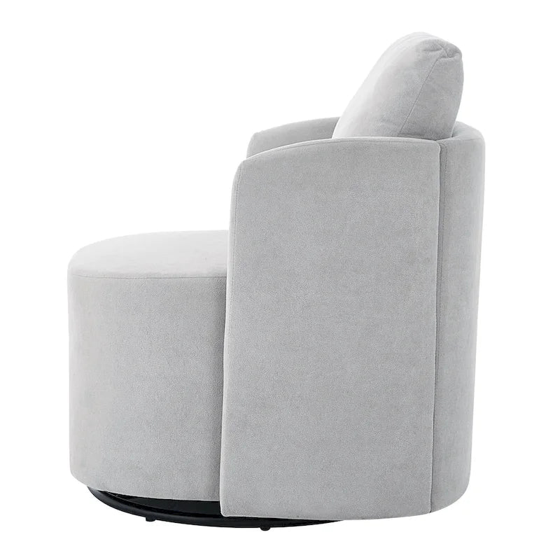 360 Swivel Chair, 29.9 Accent Barrel Armchair, Upholstered Swivel Sofa Chair with Curved Design