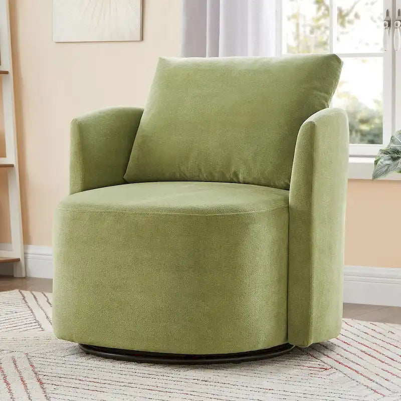 360 Swivel Chair, 29.9 Accent Barrel Armchair, Upholstered Swivel Sofa Chair with Curved Design