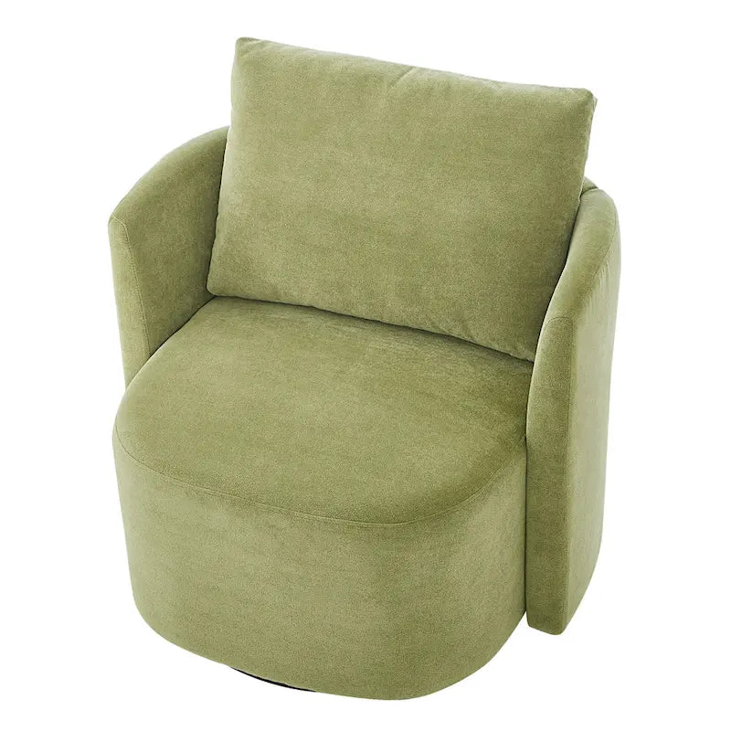 360 Swivel Chair, 29.9 Accent Barrel Armchair, Upholstered Swivel Sofa Chair with Curved Design