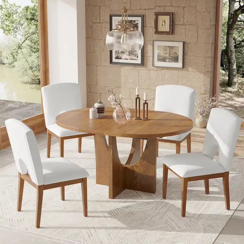 5-Piece Modern Dining Set with Round Table & Chairs
