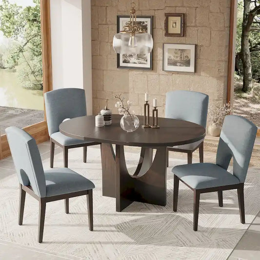 5-Piece Modern Dining Set with Round Table & Chairs