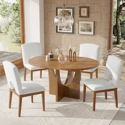 5-Piece Modern Dining Set with Round Table & Chairs