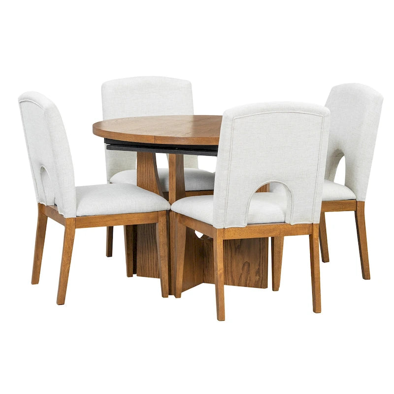 5-Piece Modern Dining Set with Round Table & Chairs