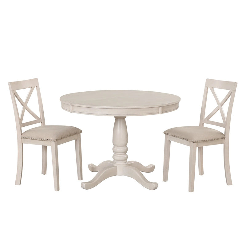 Vintage 5-Piece Wooden Dining Table Set with Expandable Round Table & 4 Chairs