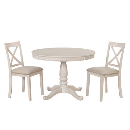 Vintage 5-Piece Wooden Dining Table Set with Expandable Round Table & 4 Chairs