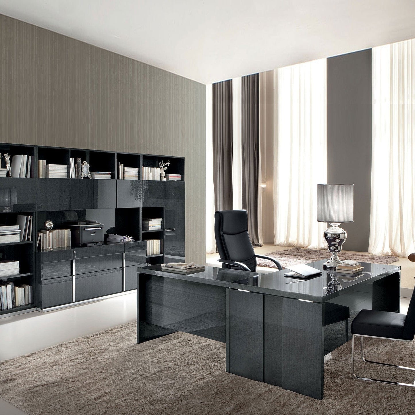 Antibes - Return Desk In Gray Koto High Gloss
