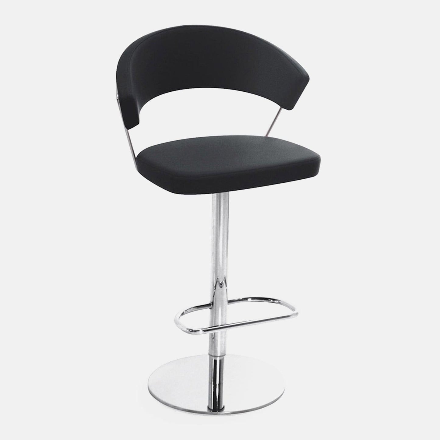 Calligaris New York - Adjustable Stool In Leather & P77 Chromed Frame