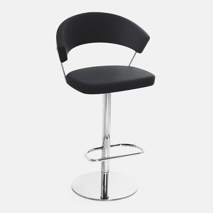 Calligaris New York - Adjustable Stool In Leather & P77 Chromed Frame