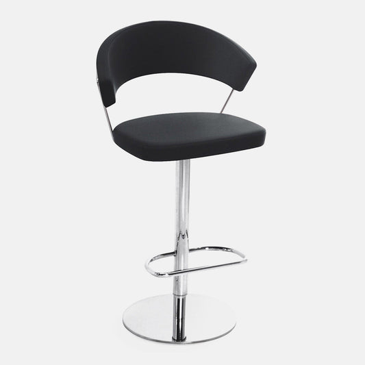 Calligaris New York - Adjustable Stool In Leather & P77 Chromed Frame