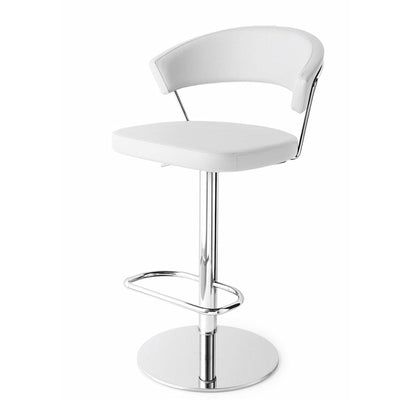 Calligaris New York - Adjustable Stool In Leather & P77 Chromed Frame