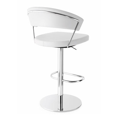 Calligaris New York - Adjustable Stool In Leather & P77 Chromed Frame