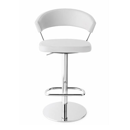 Calligaris New York - Adjustable Stool In Leather & P77 Chromed Frame