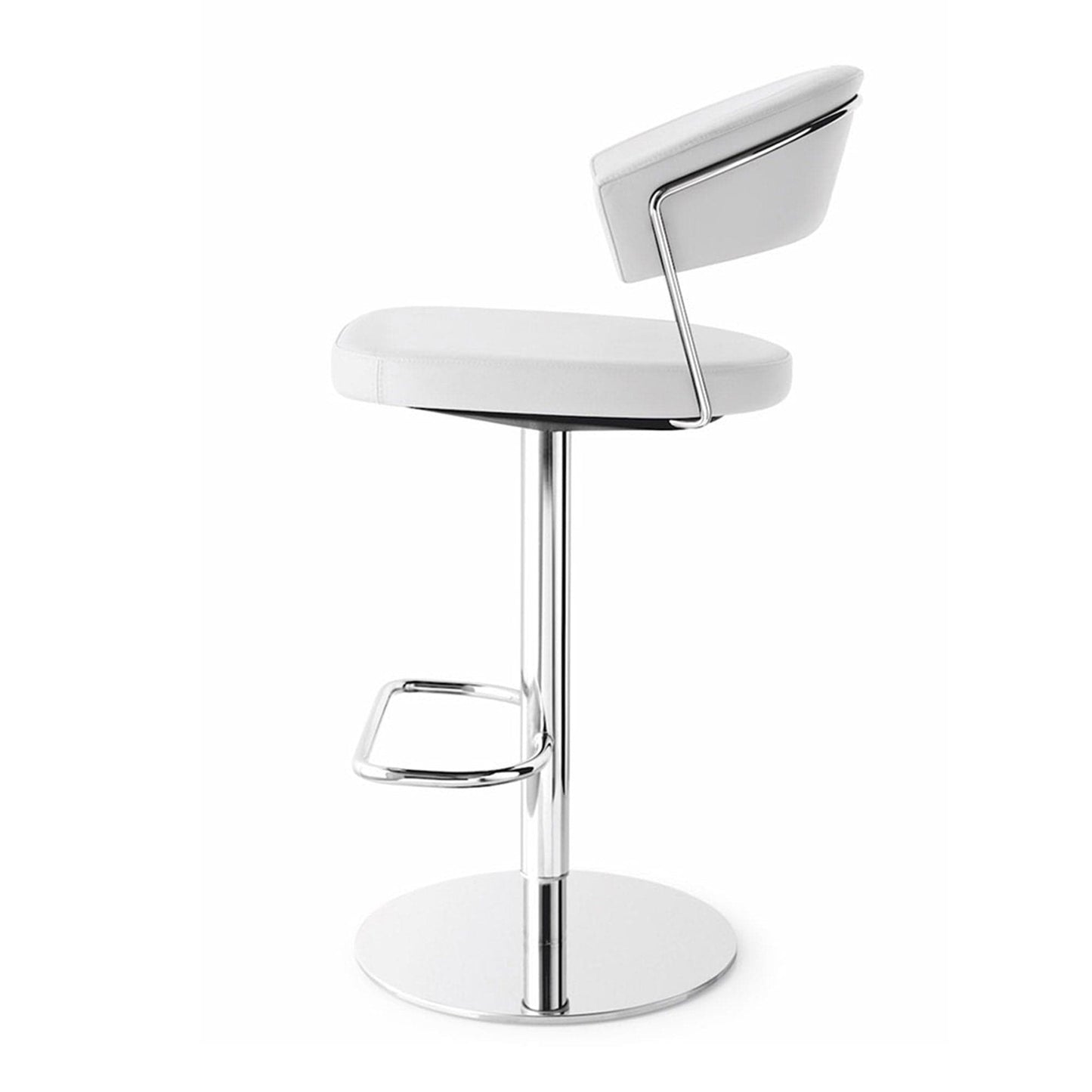 Calligaris New York - Adjustable Stool In Leather & P77 Chromed Frame