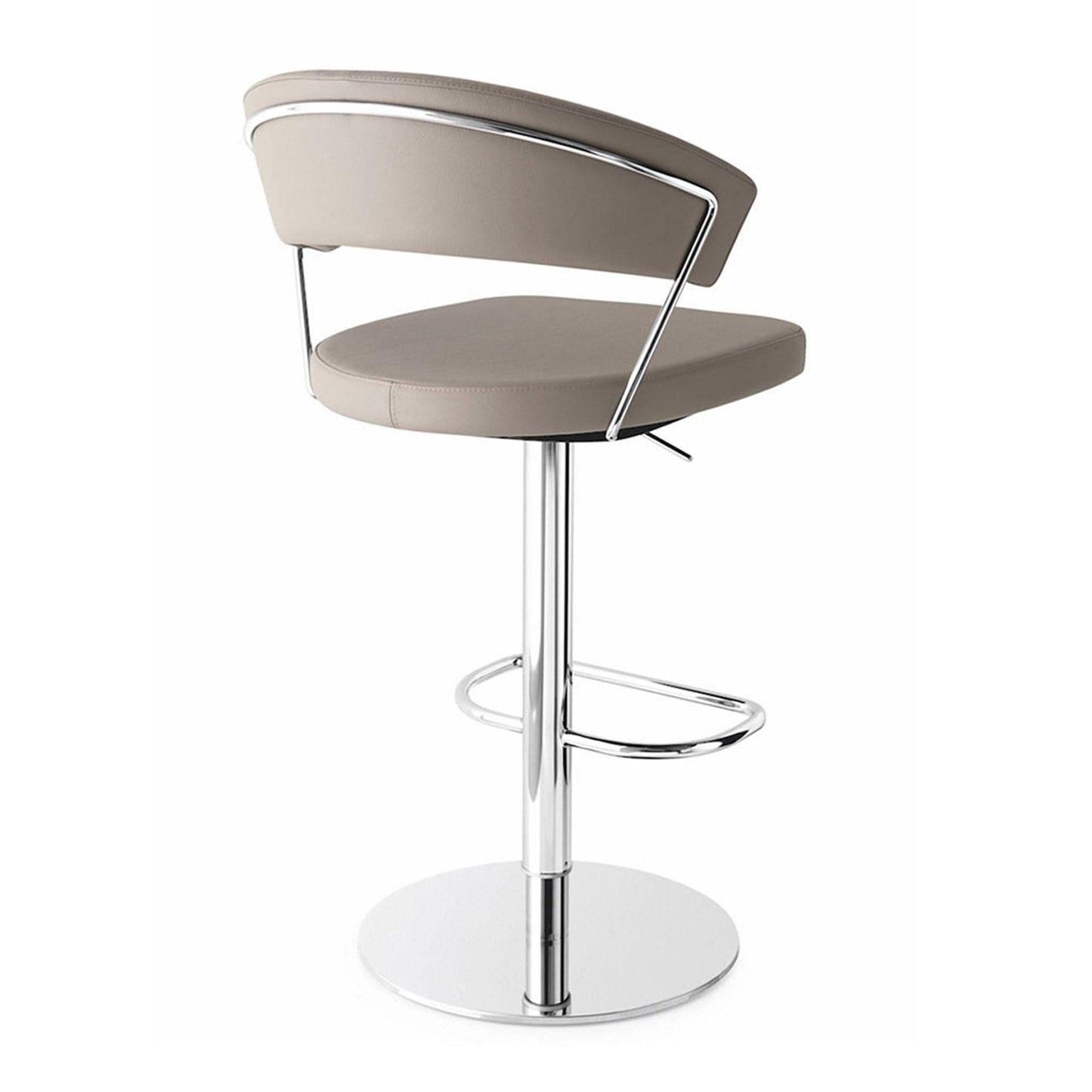 Calligaris New York - Adjustable Stool In Leather & P77 Chromed Frame