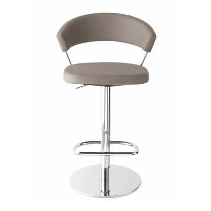 Calligaris New York - Adjustable Stool In Leather & P77 Chromed Frame