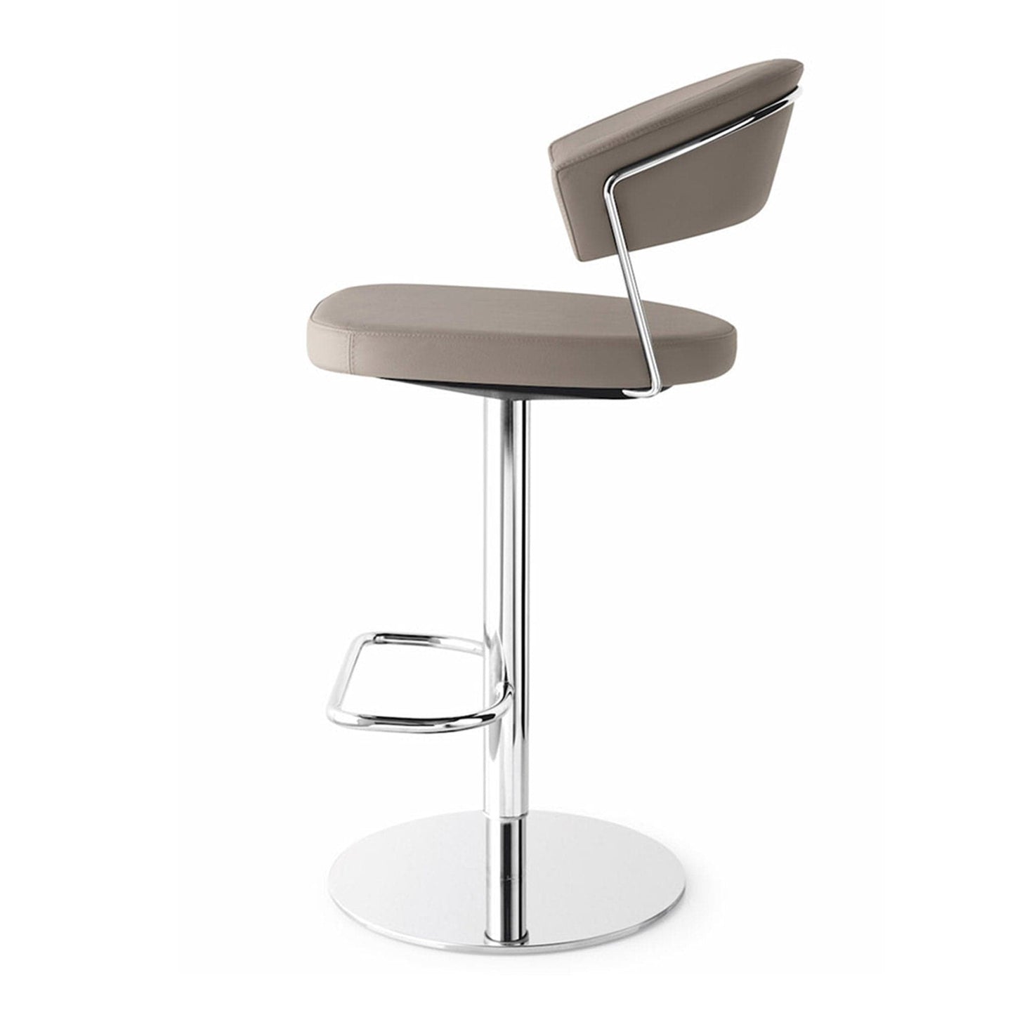 Calligaris New York - Adjustable Stool In Leather & P77 Chromed Frame