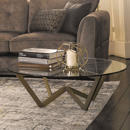 Reflex - Coffee Table In Tempered Glass & Stainless Steel Bronzed Frame