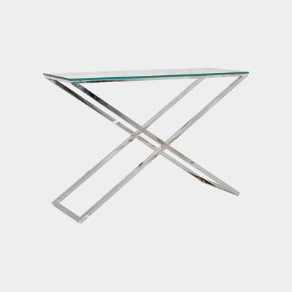 Trento - Console Table, Polished Silver