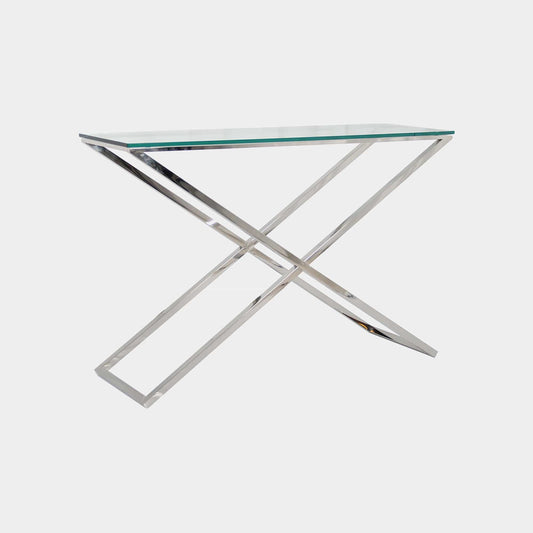 Trento - Console Table, Polished Silver