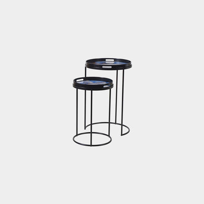 Tezzo - Side Tables, Blue Marble Effect